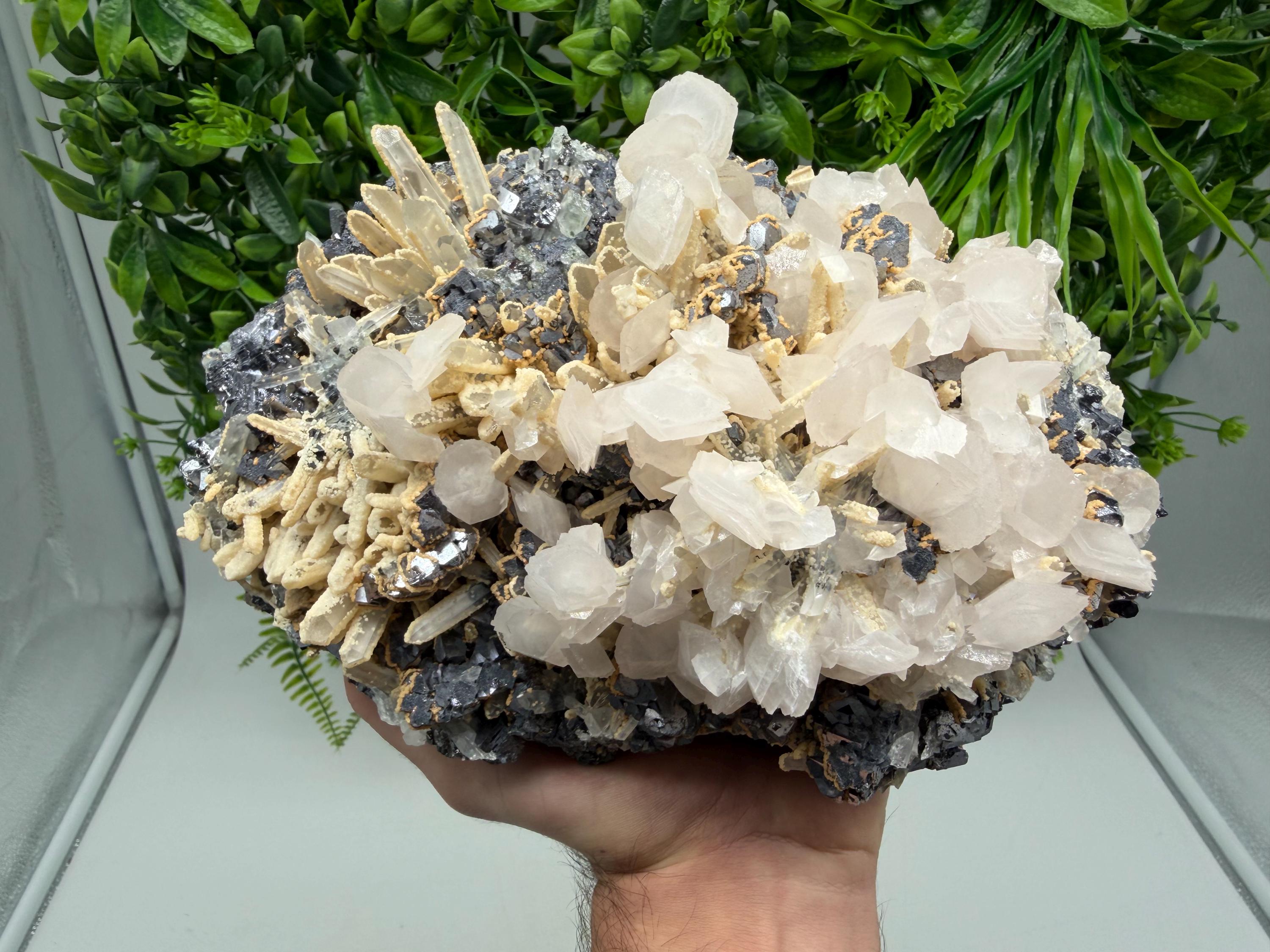 Collected Skeletal GALENA,Sphalerite,Quartz,Calcite from Krushev dol mine,Madan,Bulgaria,natural,collectible mineral specimen home decor