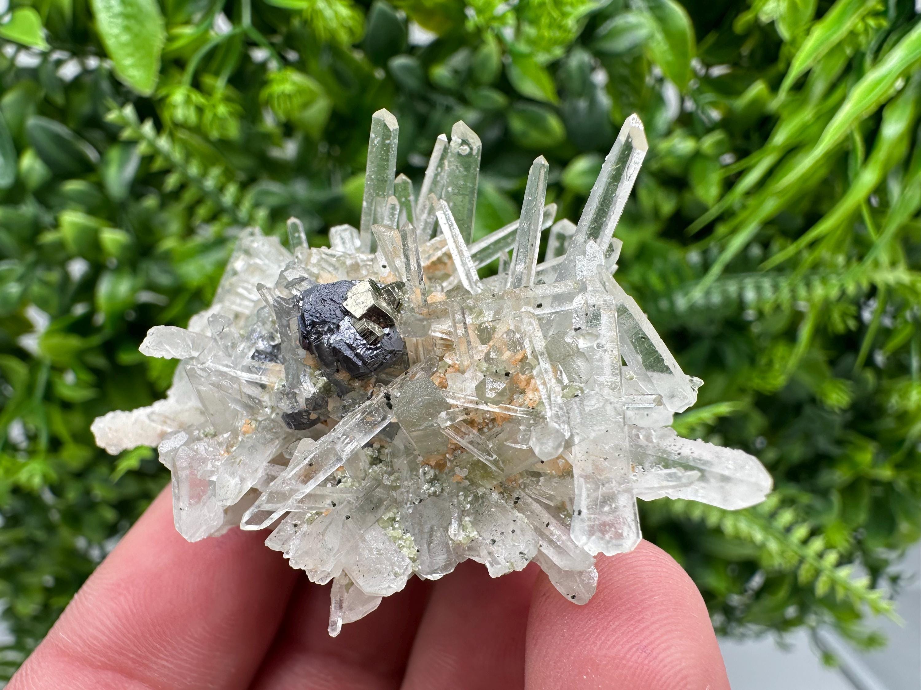 Quartz with Epidote Mineral Specimen, Borieva Mine, Bulgaria