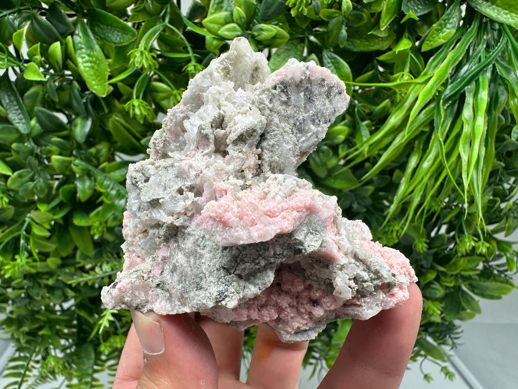 Rhodochrosite with Quartz Crystals: Starnica Mine, Bulgaria