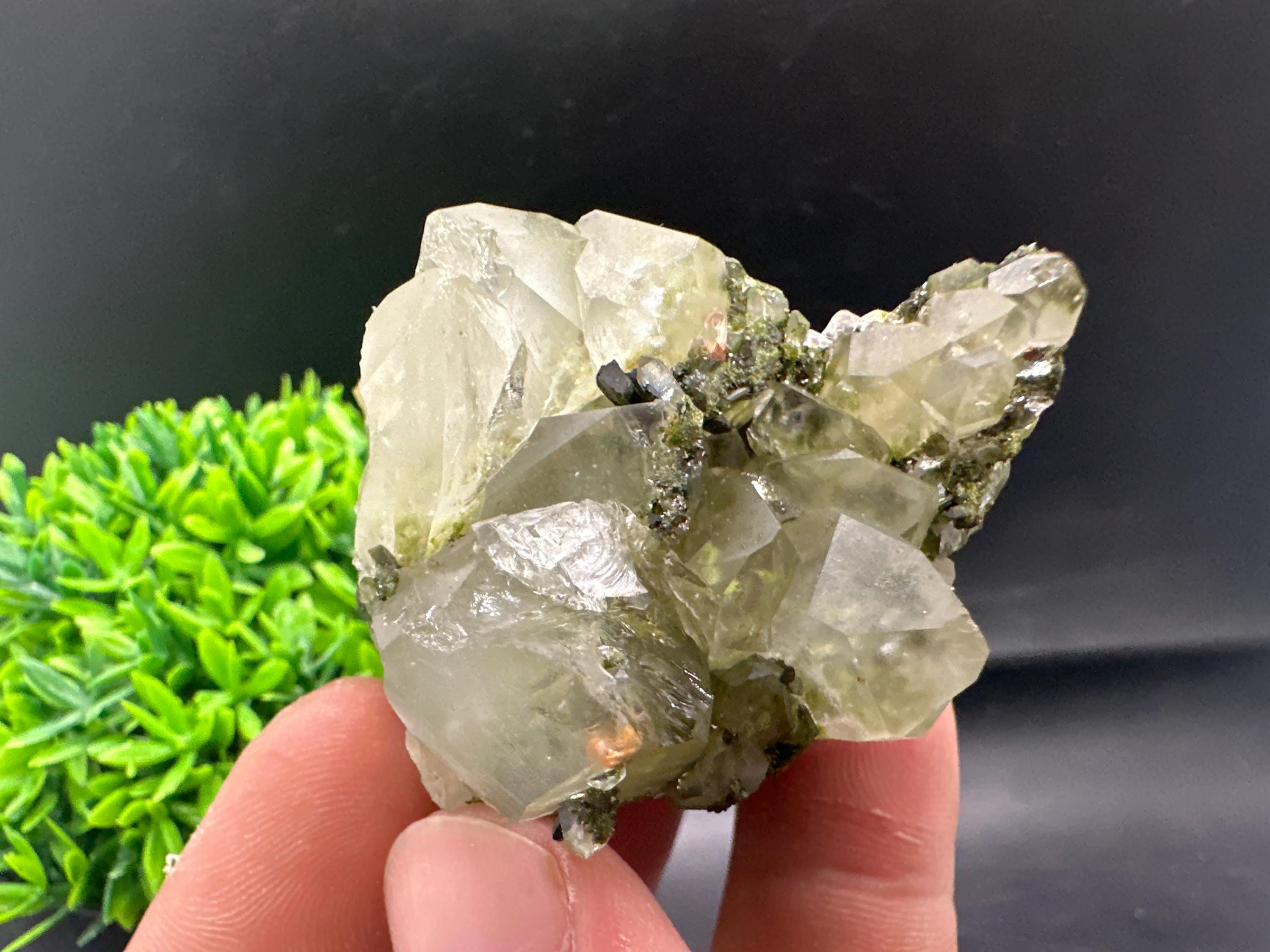 Rare Green Epidote Quartz Crystal Cluster - Eastern Anatolia, Turkey
