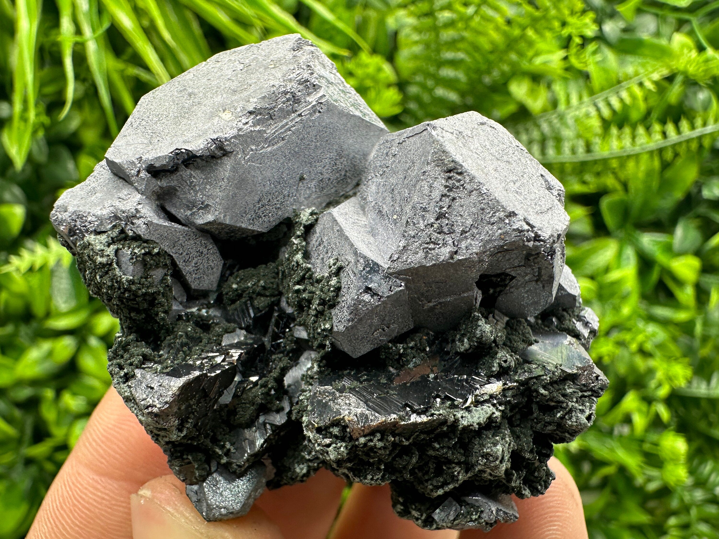 Galena Sphalerite Chlorite Crystal Cluster, Bulgaria Mineral Specimen