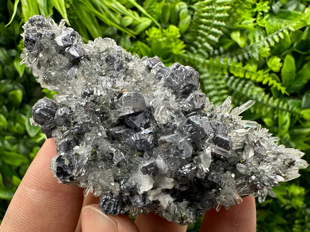 Galena Sphalerite on Quartz Crystal, Bulgaria Mineral Specimen