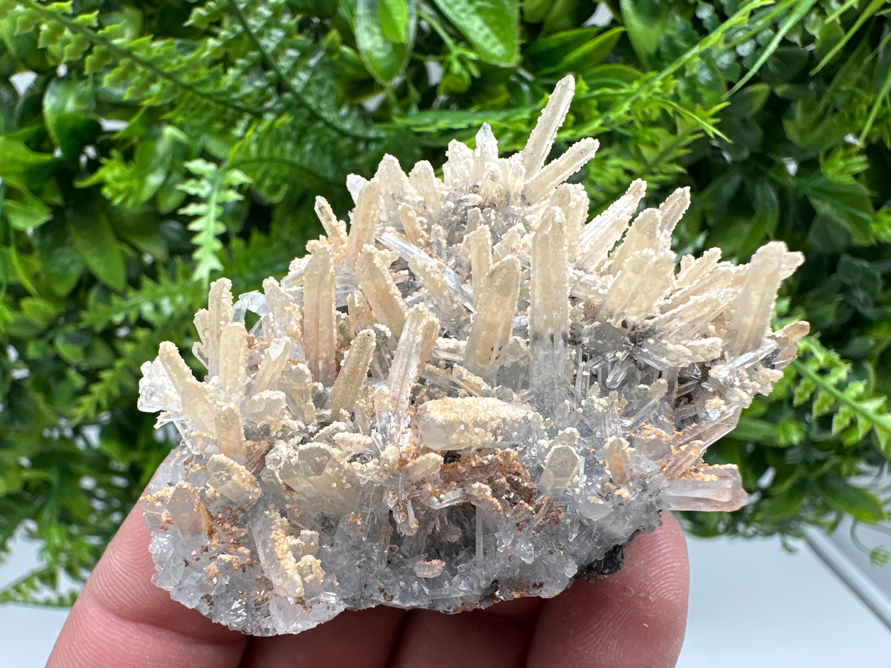 White Calcite Quartz Cluster, Madan Bulgaria, Natural Mineral Specimen