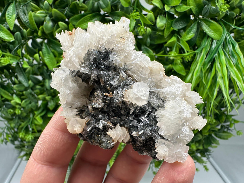 Quartz Crystal with Calcite and Chlorite - Borieva Mine, Bulgaria
