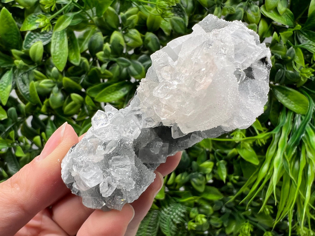 Transparent Apophyllite on Chalcedony, Natural Crystal Specimen, India Minerals