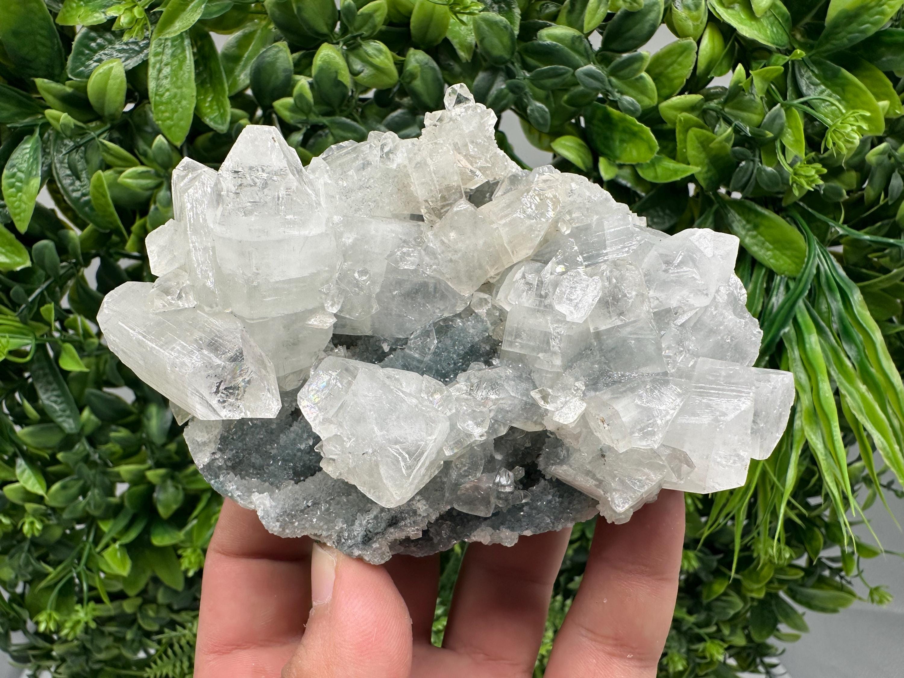 Apophyllite Stilbite on Chalcedony: Natural Mineral Specimen, India