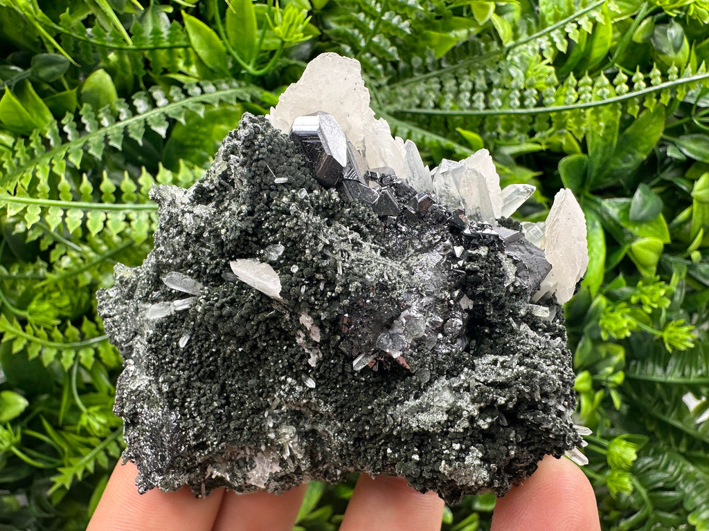 Sphalerite on Quartz: Natural Mineral Specimen, Home Decor Stone