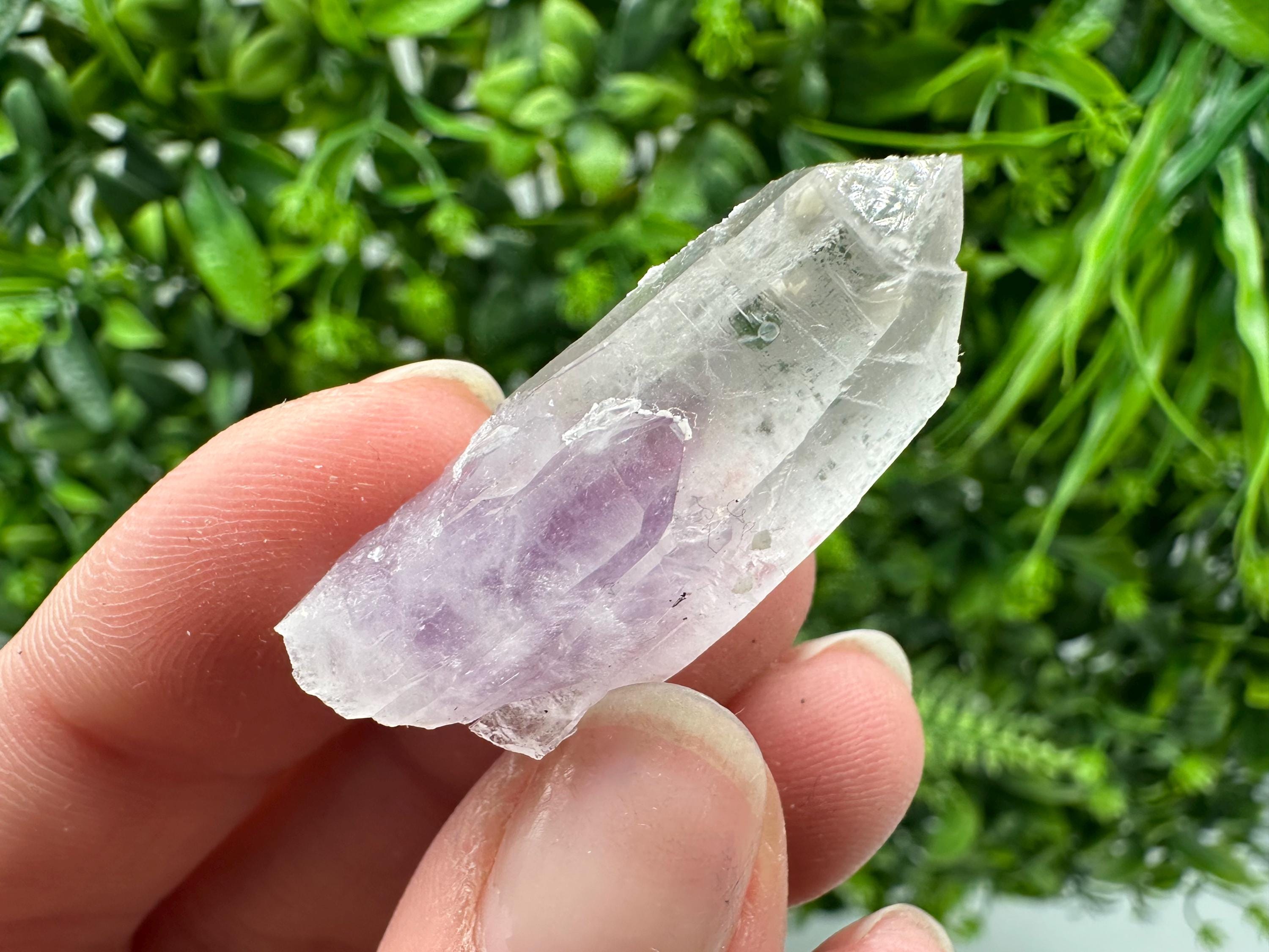 Phantom Amethyst Crystal with Cerussite, Bulgarian Mineral Specimen