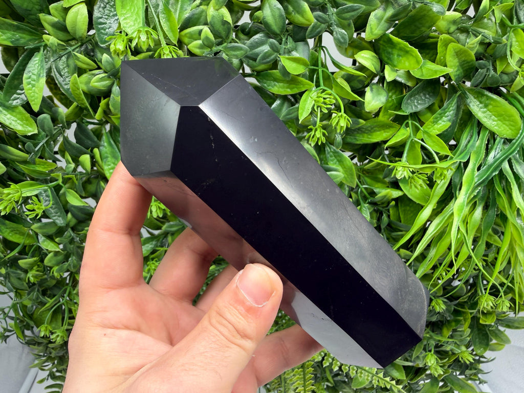 Shungite Tower,free form Shungite point EMF Neutralizer Stone, Crystal Decor, 15cm