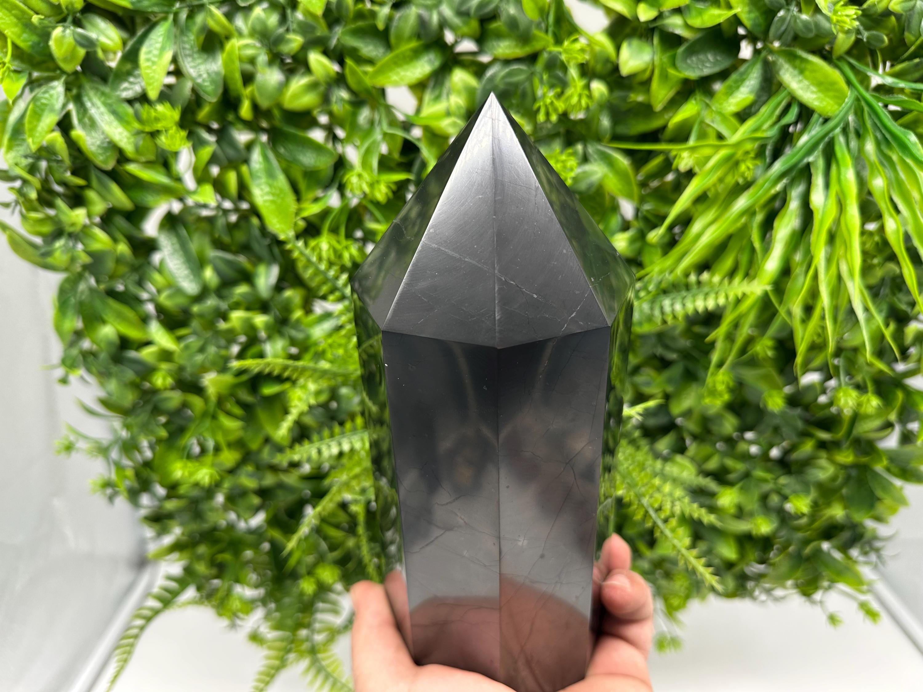 Large Shungite Tower, EMF Neutralizer Stone, Crystal Decor, 20cm