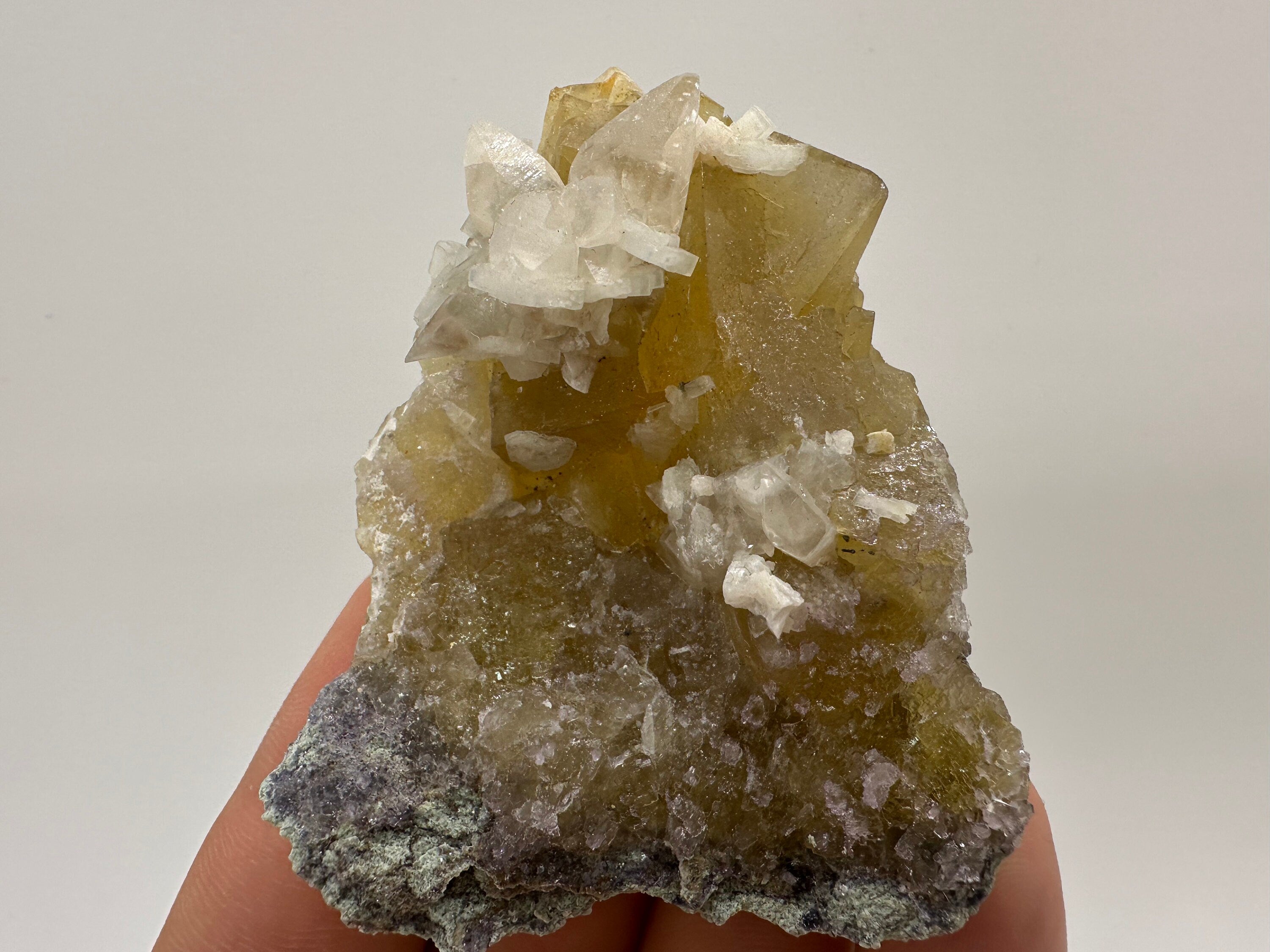 Yellow Fluorite with Calcite, Spain Mineral Specimen