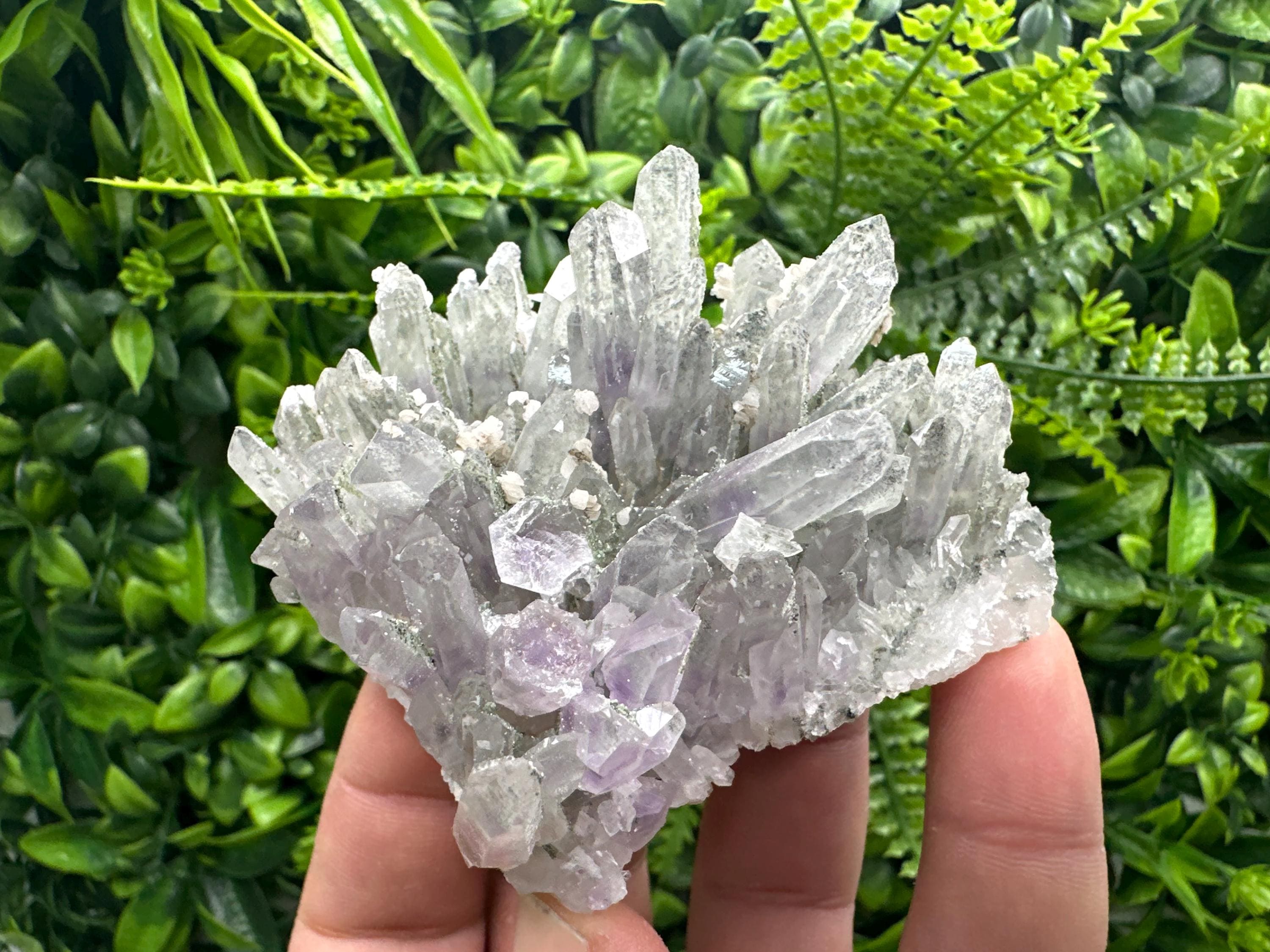 Amethyst Quartz Cluster, Calcite and Chlorite Inclusions, Rare Mineral Specimen