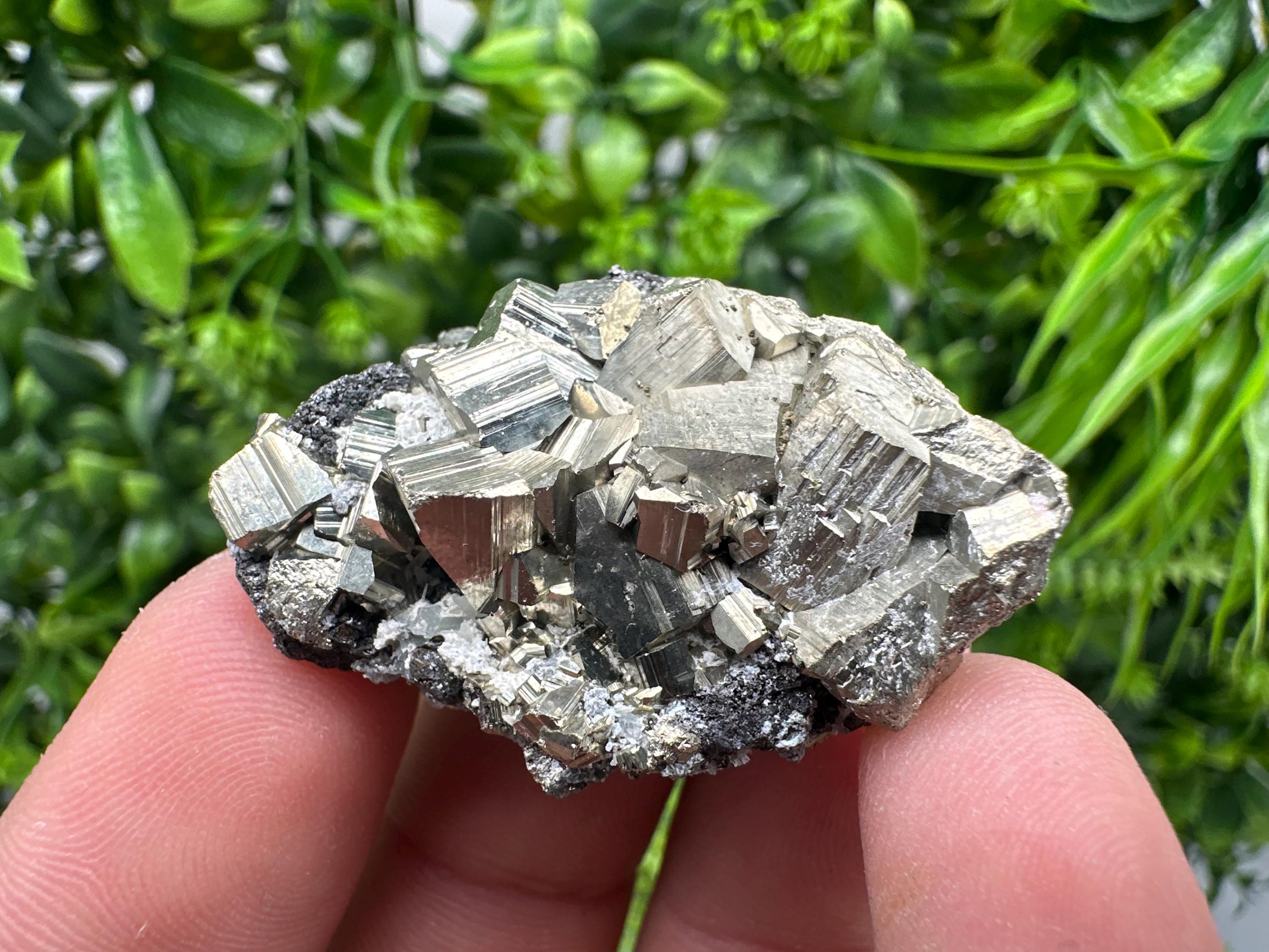 Pyrite on Sphalerite Mineral Specimen, Rare Crystal Decor