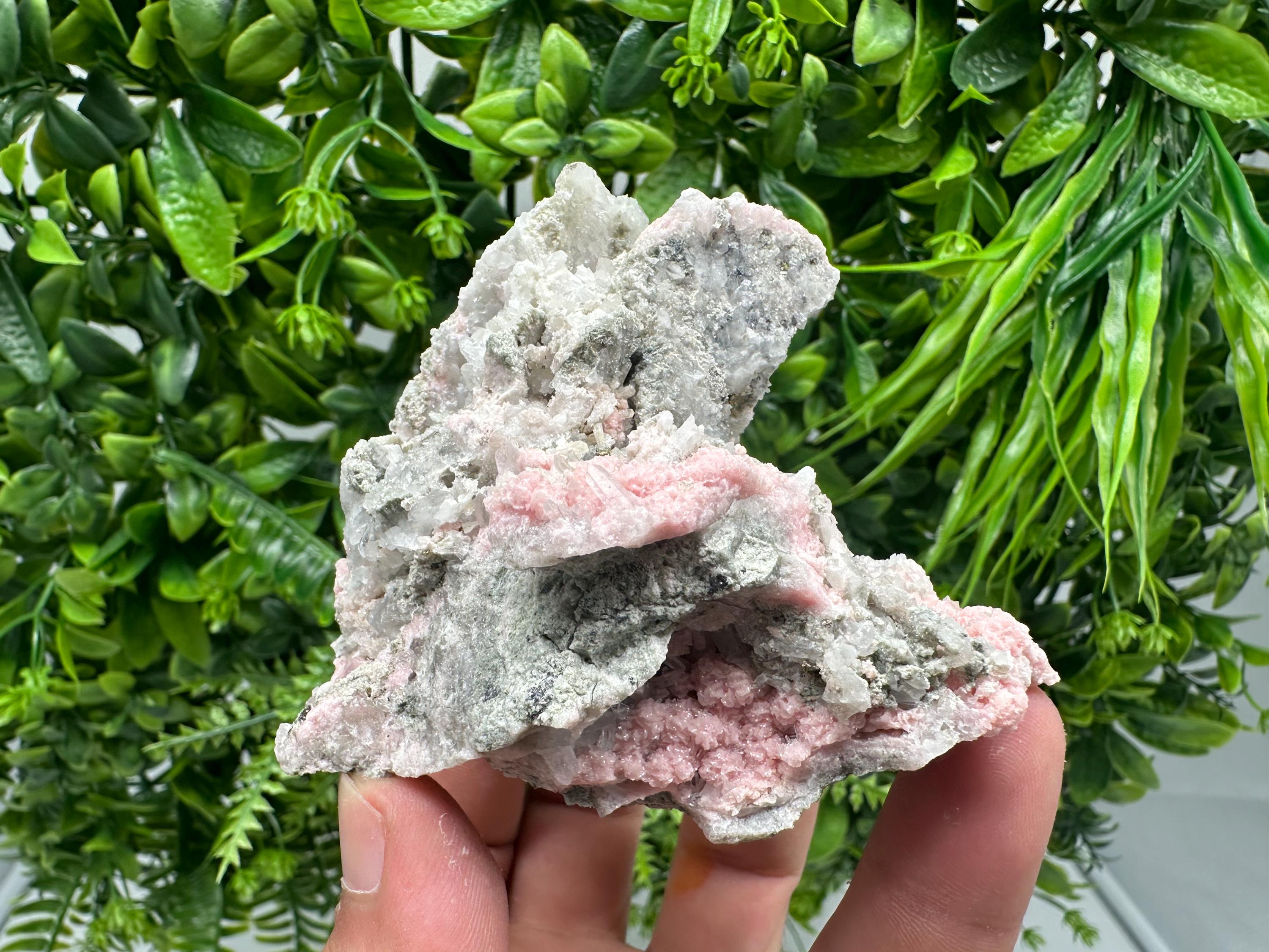 Rhodochrosite with Quartz Crystals: Starnica Mine, Bulgaria