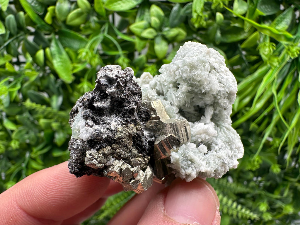 Red Pyrite on Green Quartz, Sphalerite Specimen, Borieva Mine