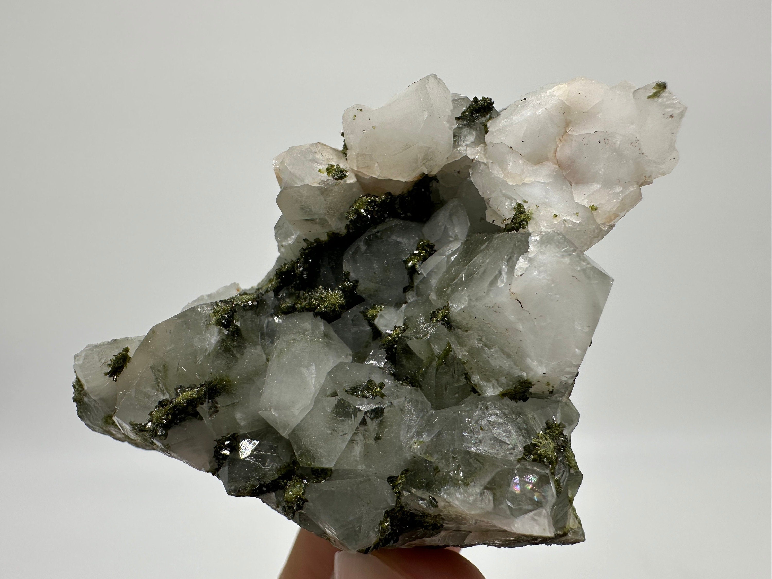 Rainbow Epidote with Quartz, Hakkari Turkey Mineral Specimen (5.5/5.5/3cm)