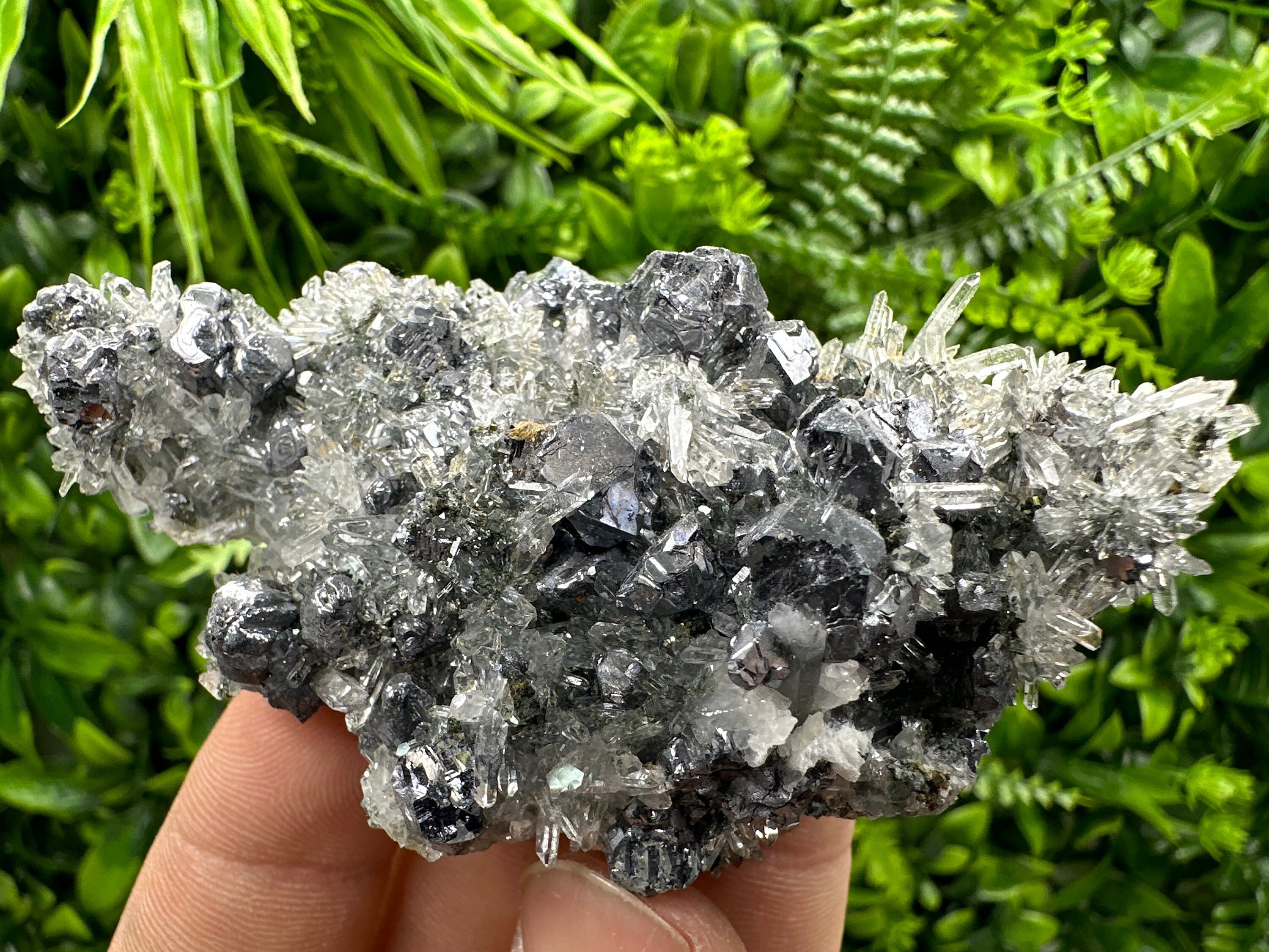 Galena Sphalerite on Quartz Crystal, Bulgaria Mineral Specimen
