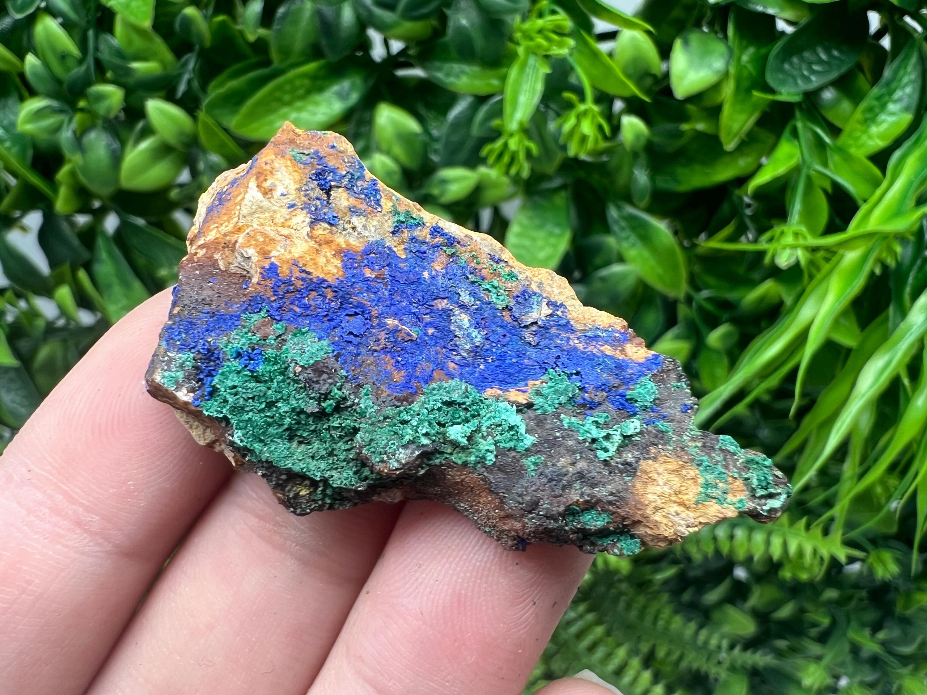 Azurite Malachite Mineral Specimen: Moroccan Blue Green Crystal, Home Decor