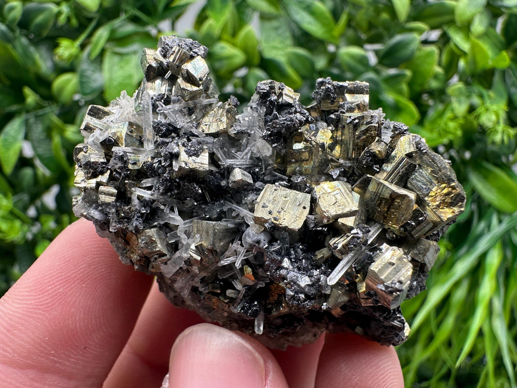 Wonderful Rainbow pyrite,Sphalerite on needles Quartz,natural minerals souvenir crystal gift collection stone,home decor Borieva Bulgaria