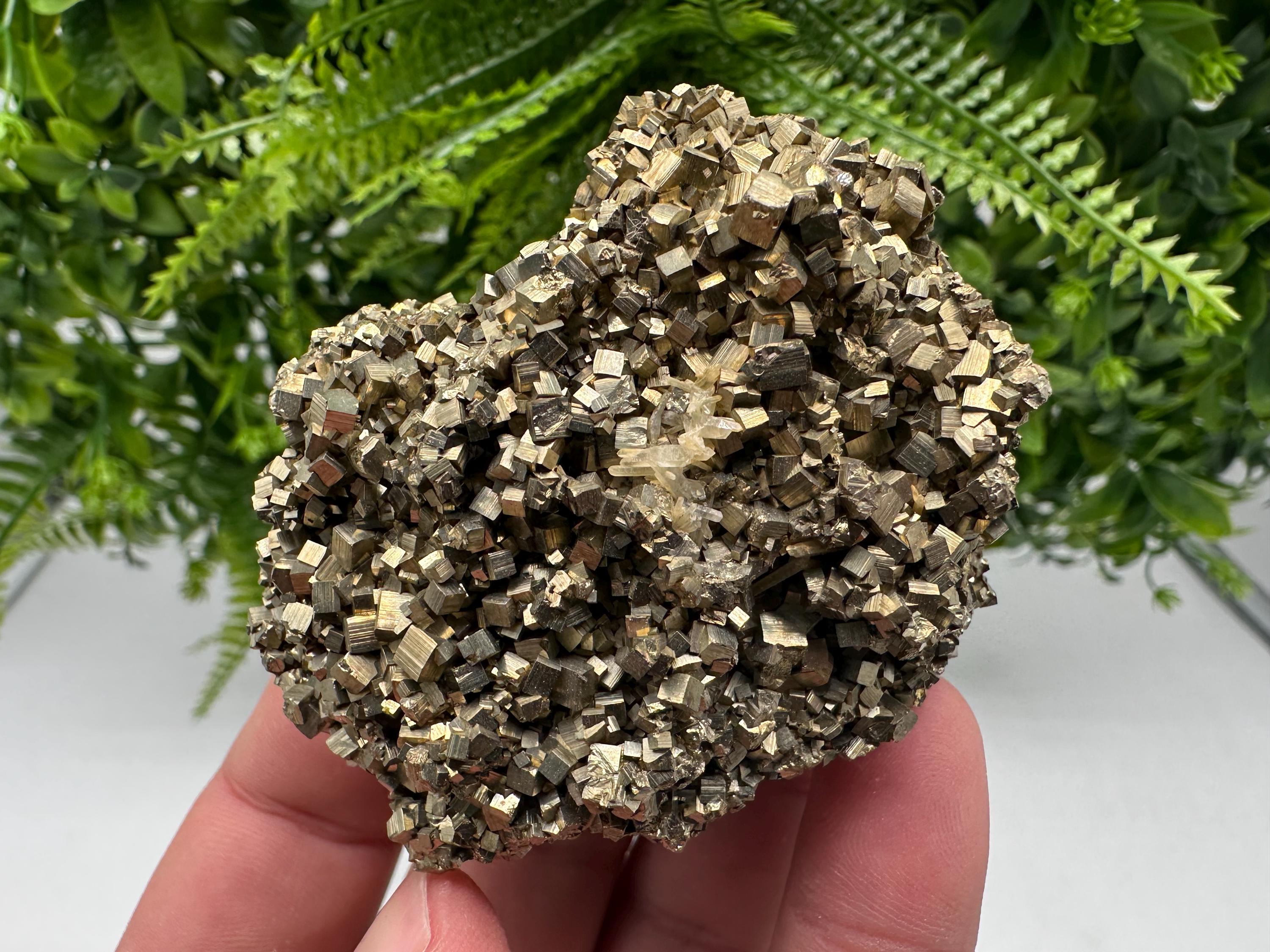 Rainbow Pyrite with Calcite, Natural Mineral Souvenir
