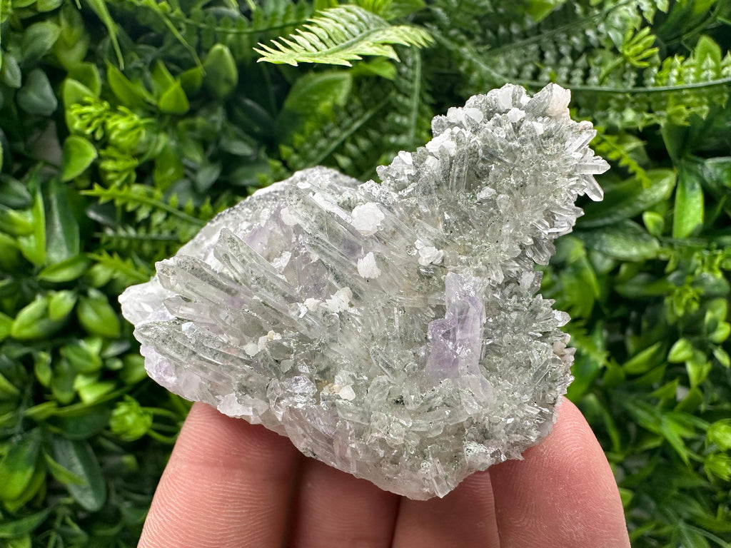 Calcite on Quartz with Amethyst and Chlorite, Rare Mineral Specimen